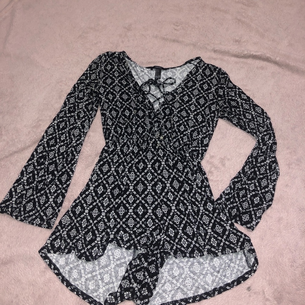 Patterned Long Sleeve Romper